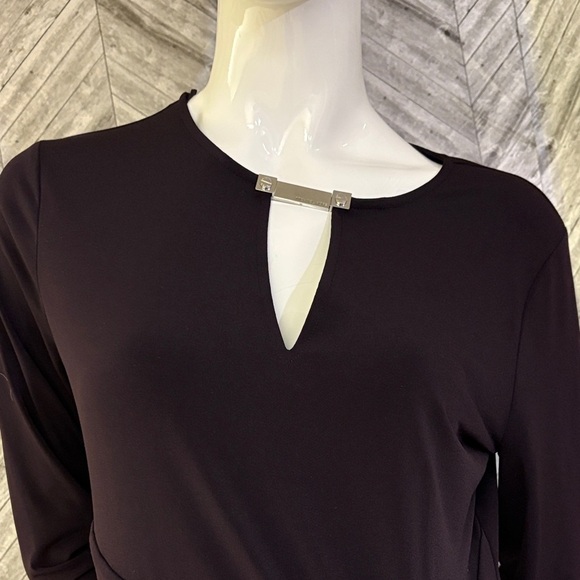 Michael Kors dark purple Long Sleeve Knot Dress, size large - Picture 12 of 12